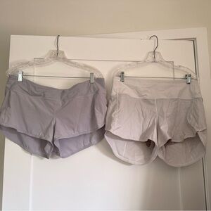 Lululemon Light Lavender and white Athletic Shorts Duo